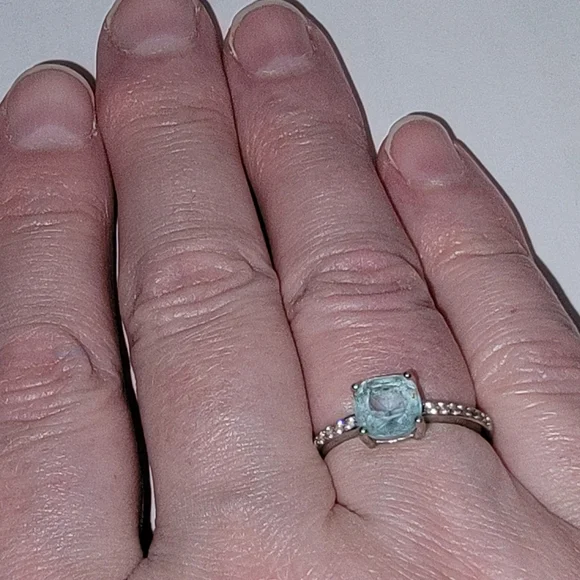 New Sterling Silver Ring with Blue Gemstone - Picture 2 of 2